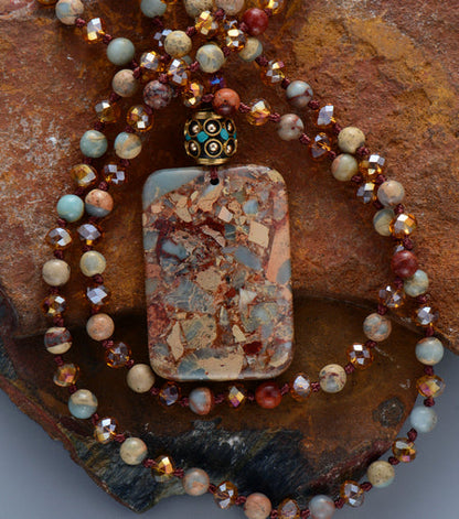 Bohemian Euro Stone Halskette