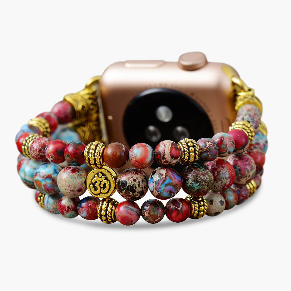 Bracelet extensible Apple Watch en jaspe cramoisi