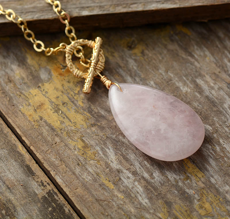 Collier classique en quartz rose