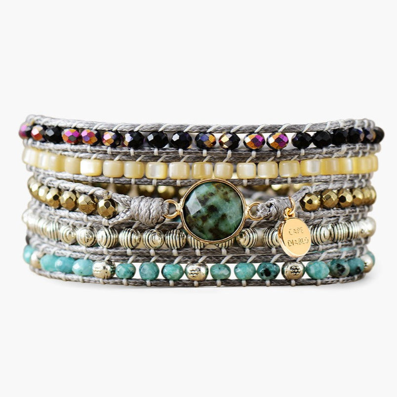 Deep sea jade wrap bracelet