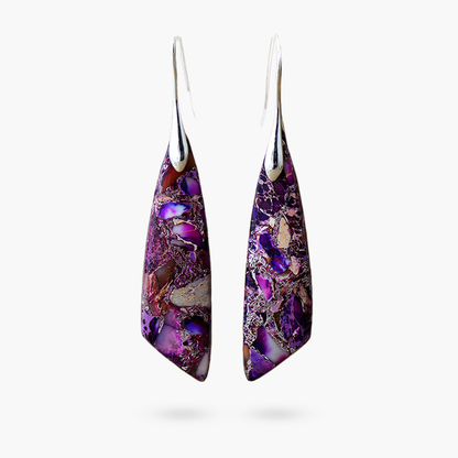 Pendientes gancho jaspe violeta