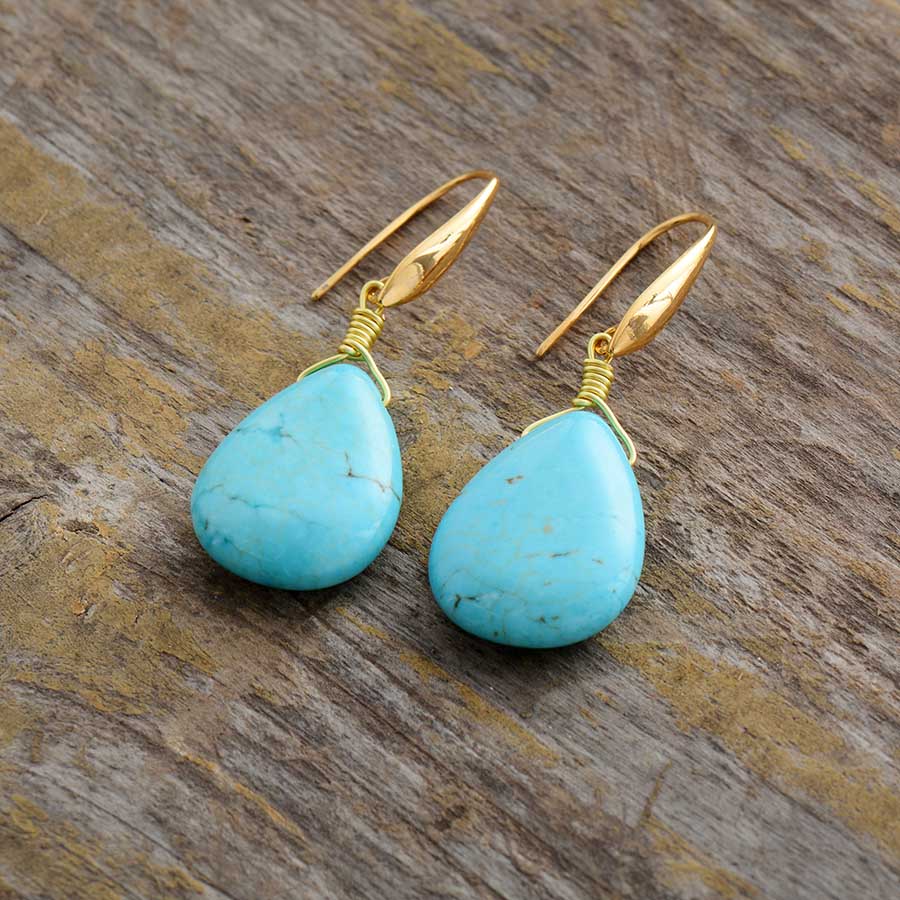 Boucles d'oreilles turquoise en forme de larme exquise