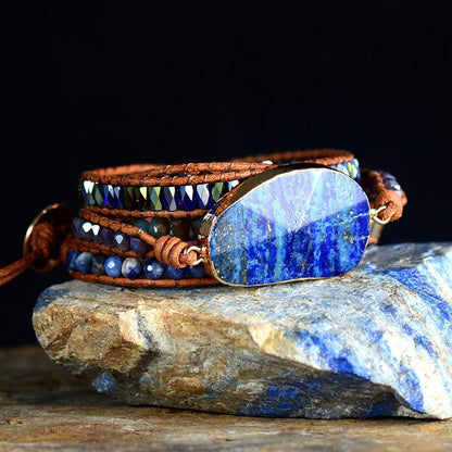 Bracelet wrap lapis-lazuli bleu océan