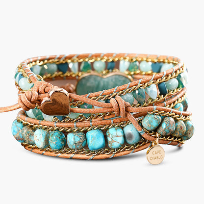 Bracelet Wrap Luxe Coeur Amazonite