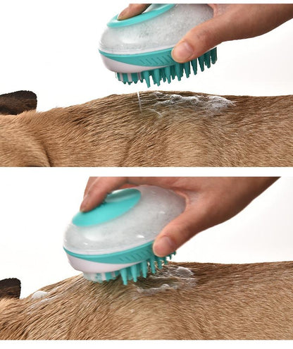 MTS™ 2-in-1 Zeepdispenser Massageborstel voor honden en katten - Blauw - Hondenverzorging - Huidmassage - Zeeppenetratie