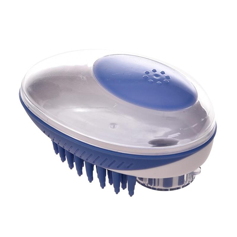 MTS™ 2-in-1 Zeepdispenser Massageborstel voor honden en katten - Blauw - Hondenverzorging - Huidmassage - Zeeppenetratie