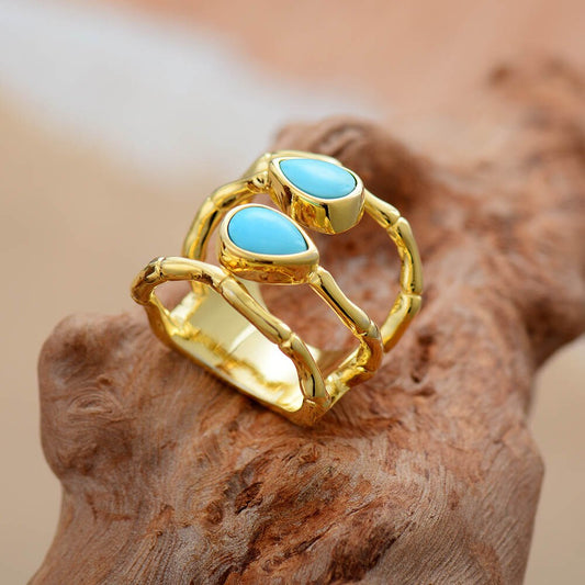 Ring cocktail turquoise gold