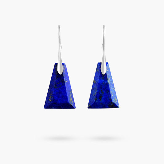 Geometric earrings made of lapis lazuli