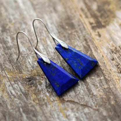 Boucles d'oreilles géométriques en lapis-lazuli