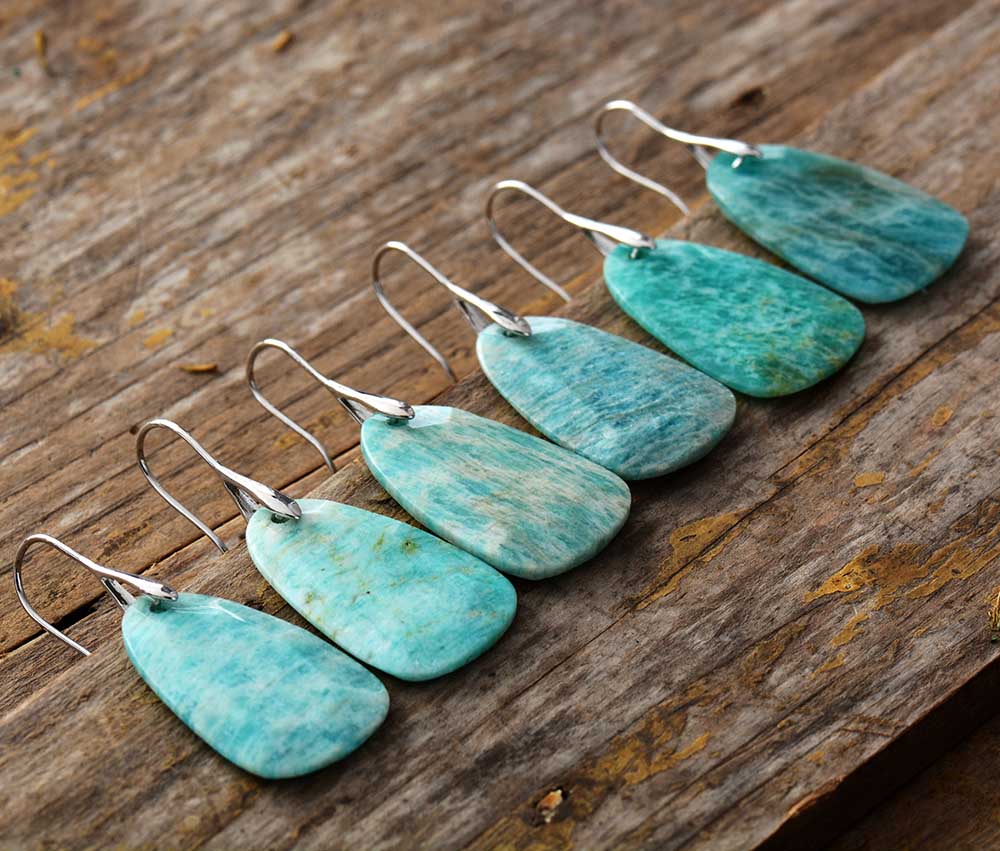 Hanging earrings protection Amazonite