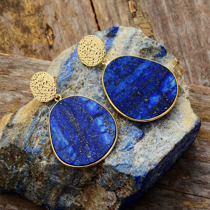 Hanging earrings lapis lazuli protection