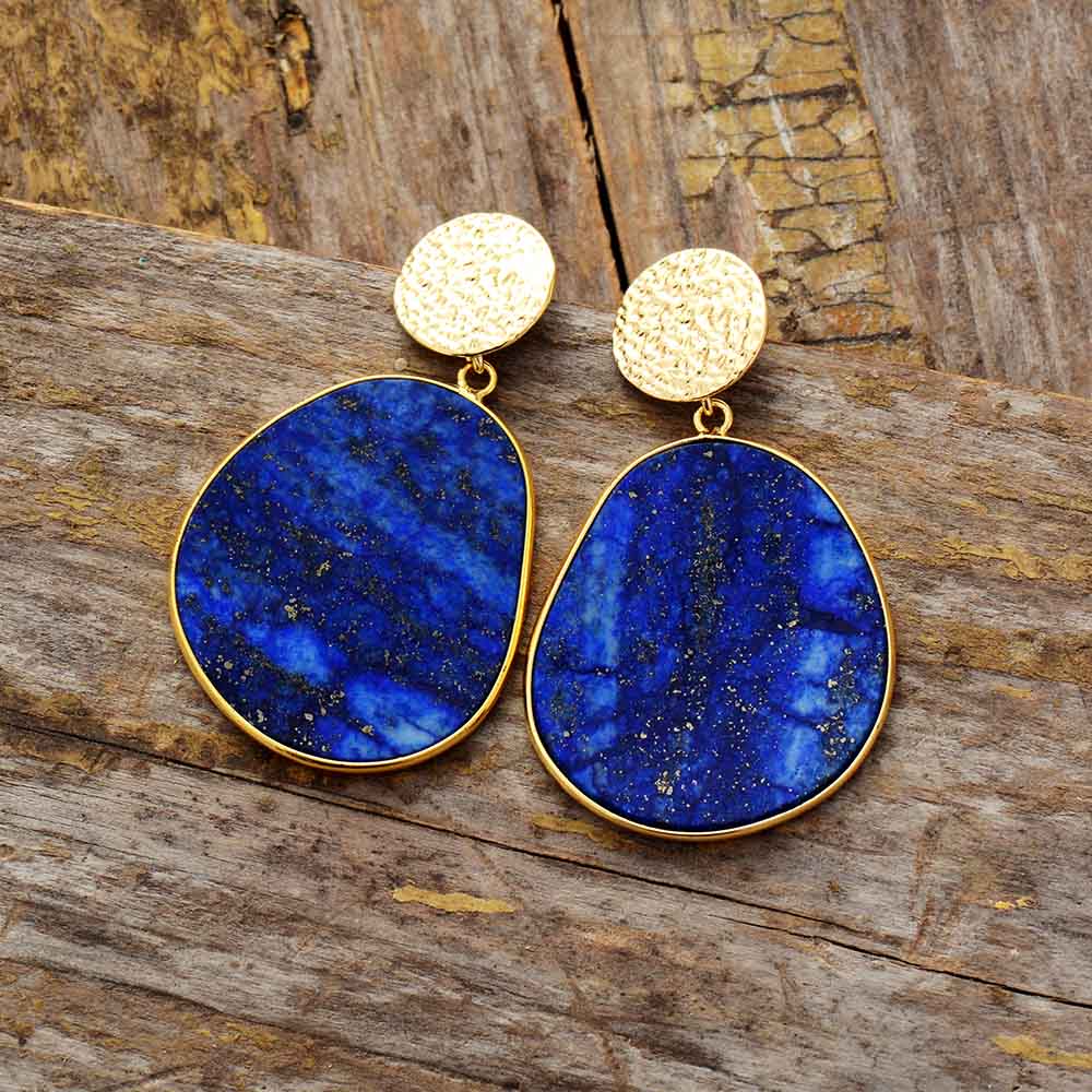 Hanging earrings lapis lazuli protection