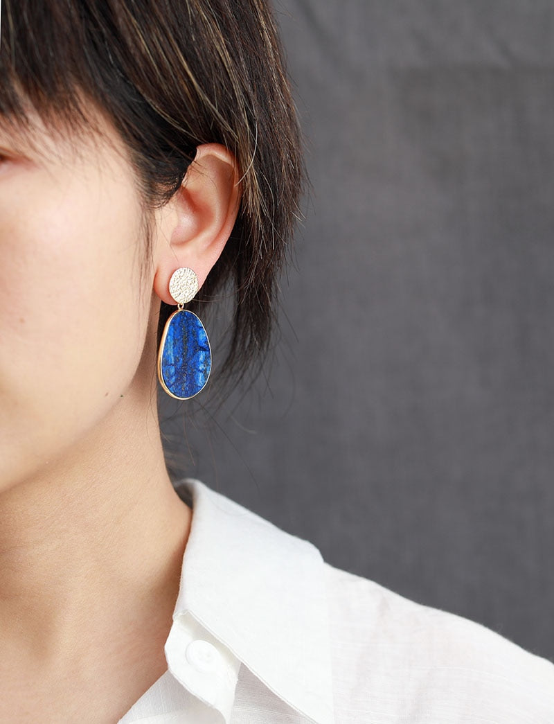 Hanging earrings lapis lazuli protection