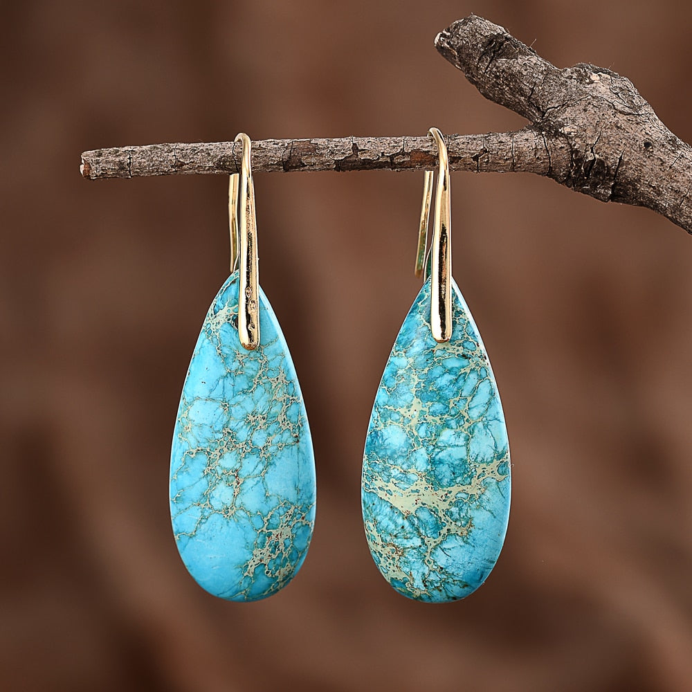 Boucles d'oreilles protection jaspe turquoise