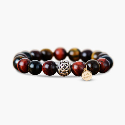 Bracelet Bouddha Oeil de Tigre Homme Rouge