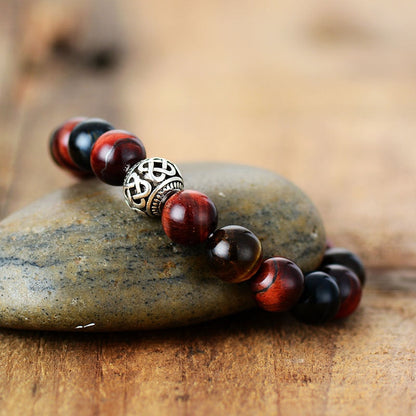 Bracelet Bouddha Oeil de Tigre Homme Rouge