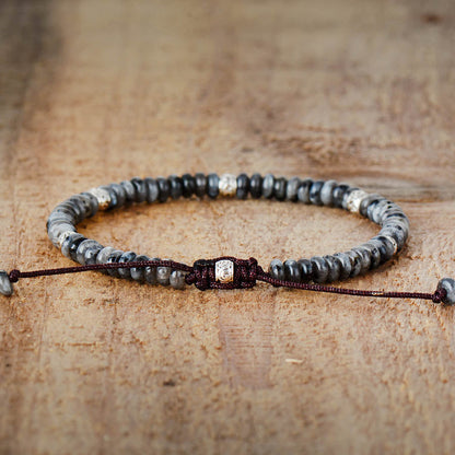 Bracelet Tibétain Jaspe Gris Homme