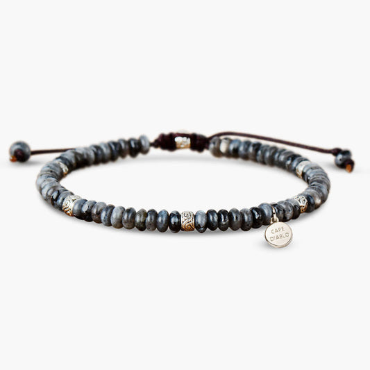 Bracelet Tibétain Jaspe Gris Homme