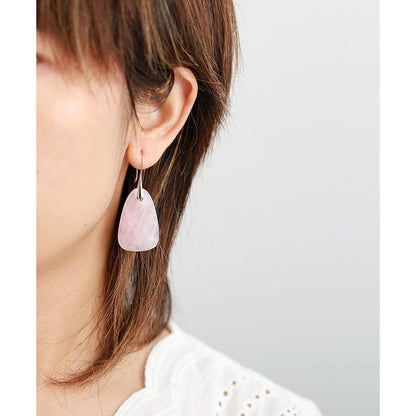 Boucles d'oreilles pendantes protection quartz rose