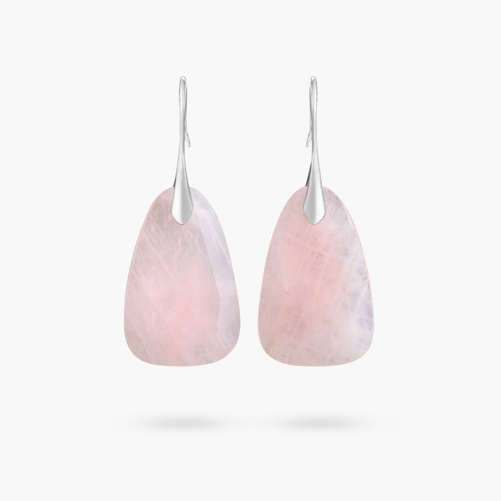 Boucles d'oreilles pendantes protection quartz rose