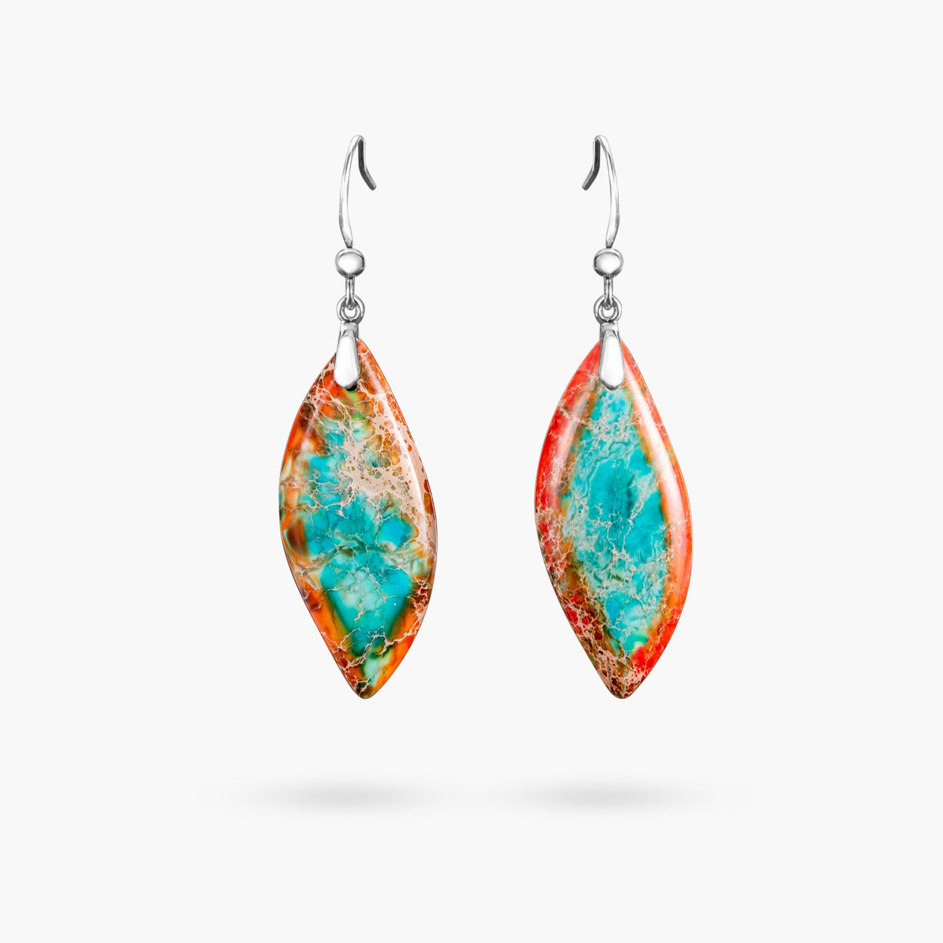 Pendientes Hoja Jaspe Naranja & Azul