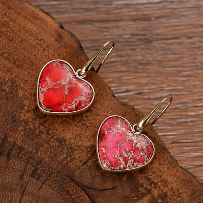 Earrings Jasper Red Heart