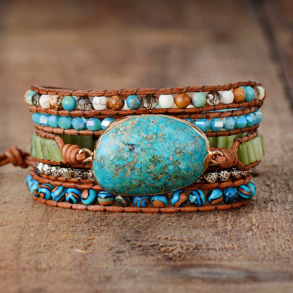 Twisted Ocean Jasper Wrap Bracelet