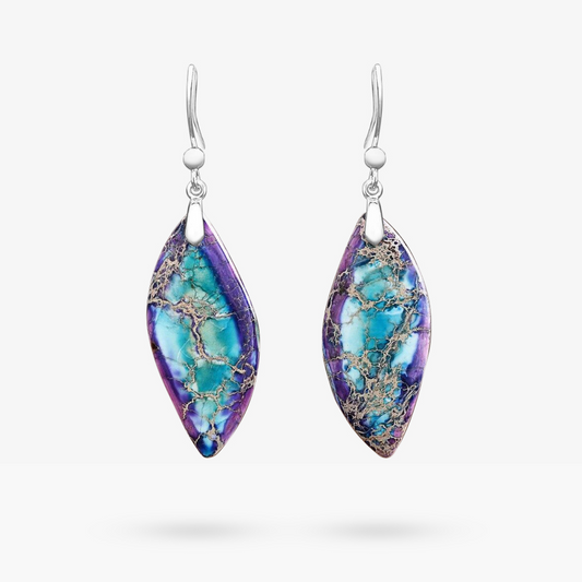 Hanging earrings jasper leaf