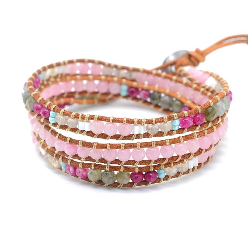 Pulsera envolvente de cuarzo rosa