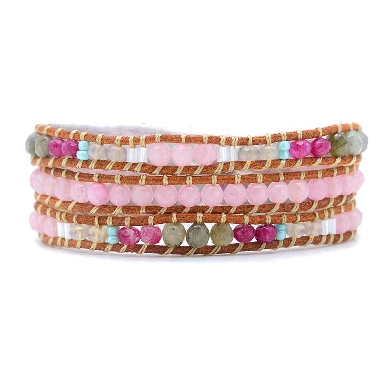 Pulsera envolvente de cuarzo rosa