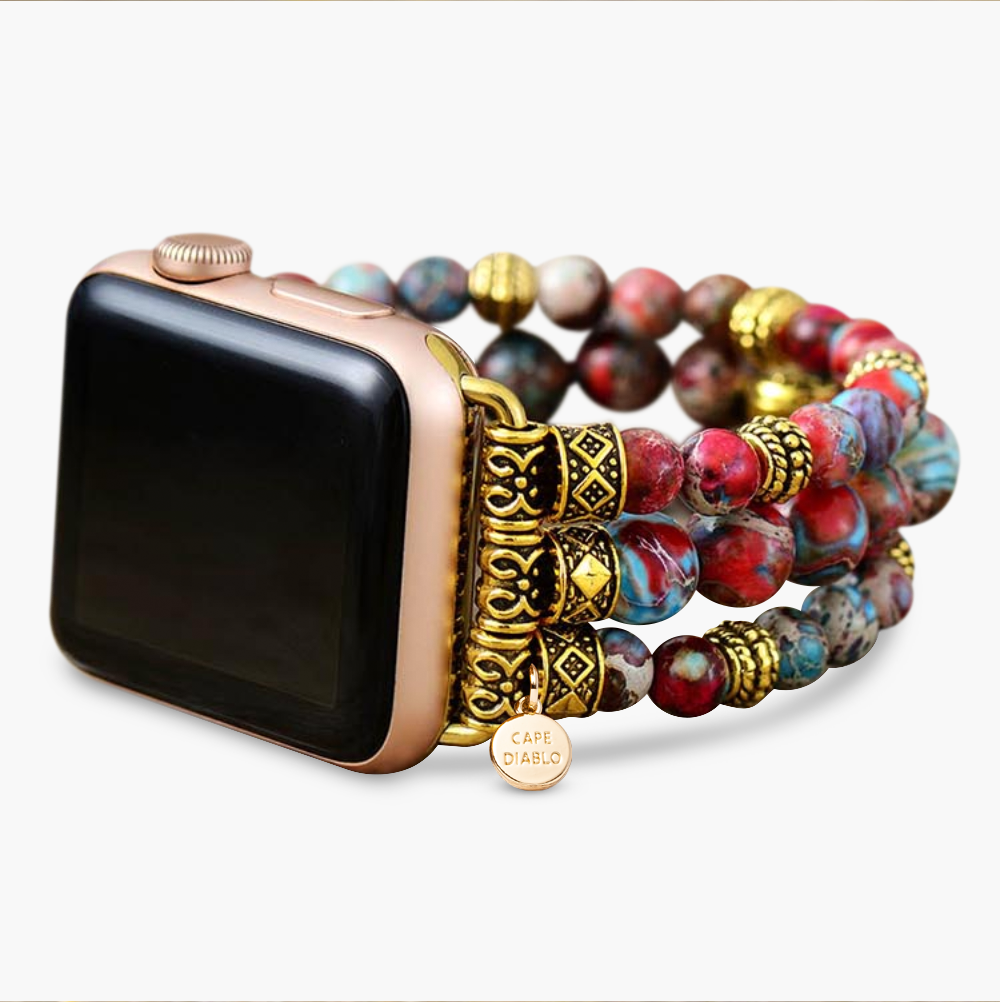 Bracelet extensible Apple Watch en jaspe cramoisi