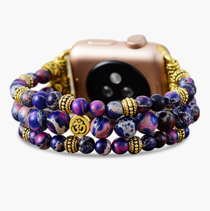 Bracelet Apple Watch extensible en jaspe violet