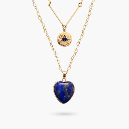 Intense lapis lazuli heart necklace