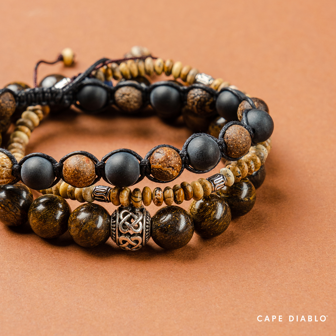 Bracelet Tibétain en Bronzite pour Homme