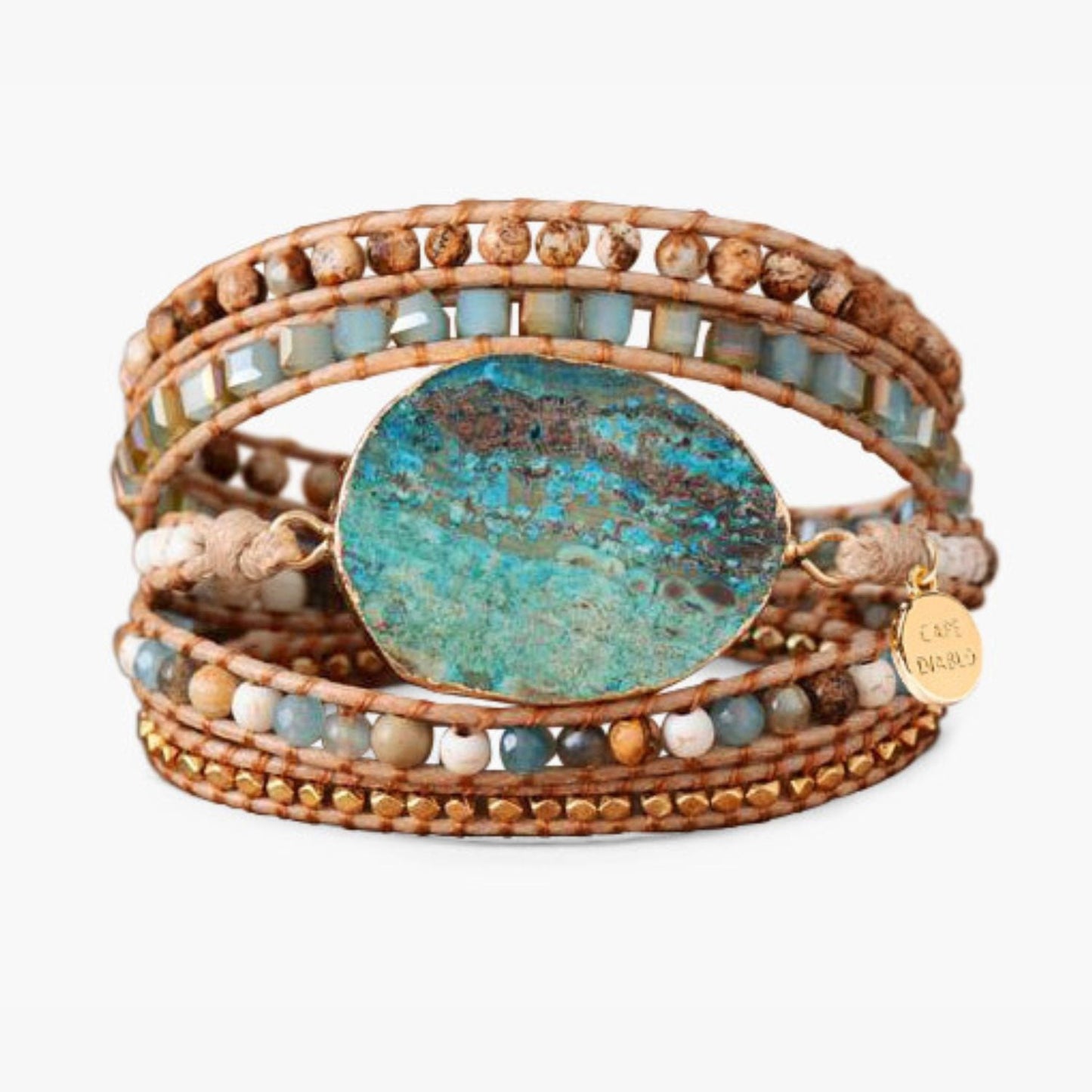 Pulsera Piedra Jaspe Tierra Azul