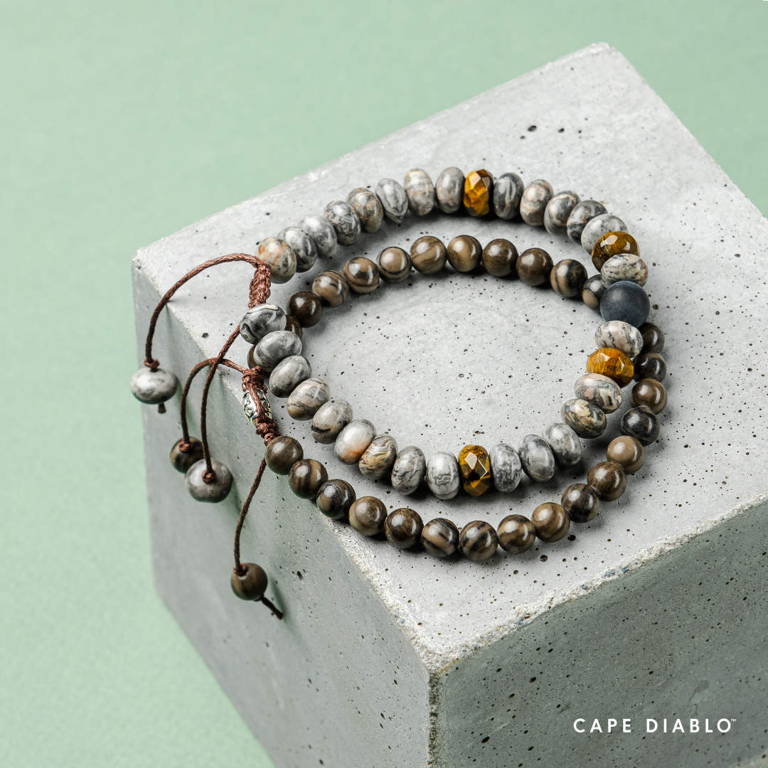 Bracelet homme jaspe et oeil de tigre