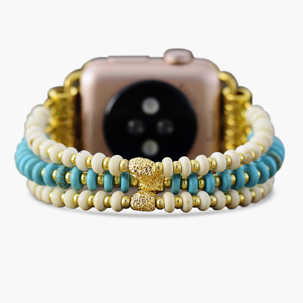 Bracelet Apple Watch extensible en howlite turquoise