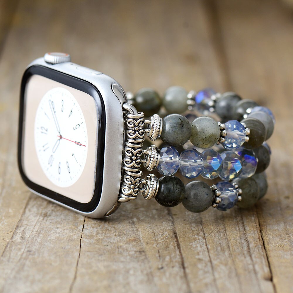 Apple Watch stretch bracelet in agate crystal, apple horloge bracelet