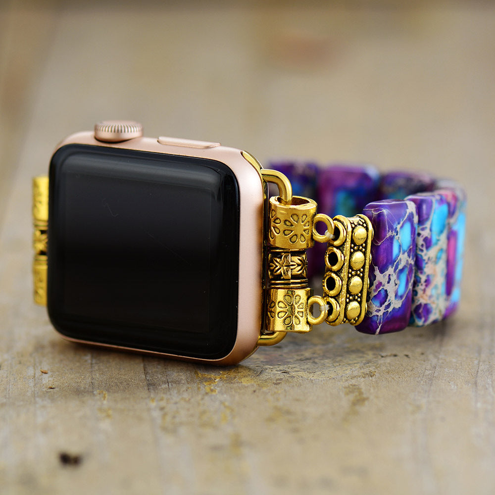 Majestätisk tibetansk Jasper Stretch Apple Watch-rem