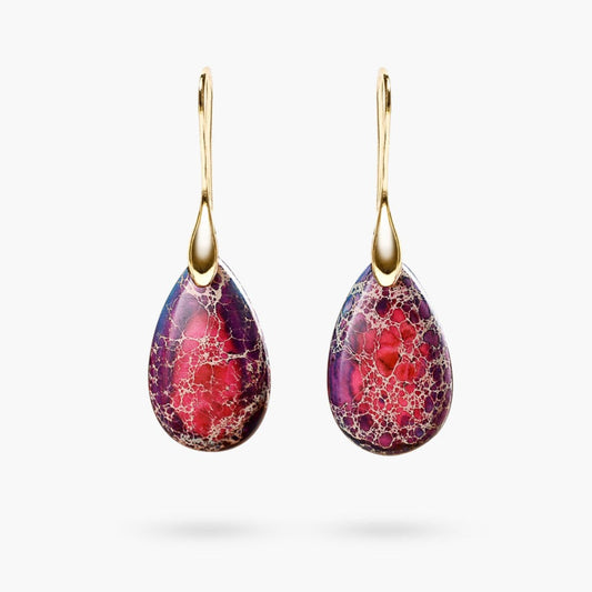 Tear-shaped energy jasper earrings