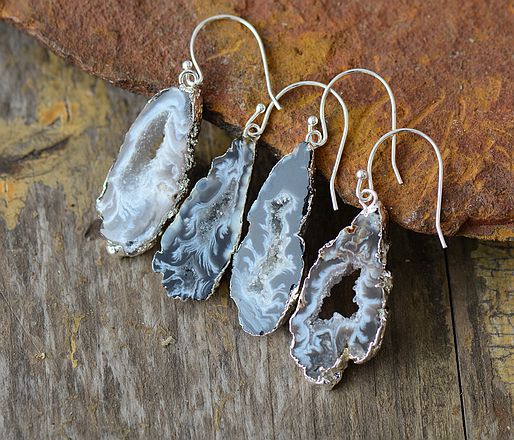 Boucles d'oreilles pendantes en agate naturelle