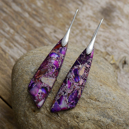 Boucles d'oreilles crochet jaspe violet