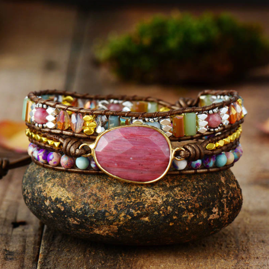 Pulsera Cruzada con Perlas y Piedra Natural™ | ¡Elige un estilo bohemio!