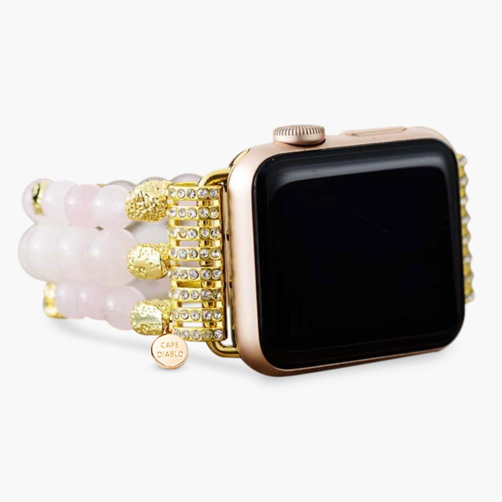 Bracelet Apple Watch extensible à quartz rose