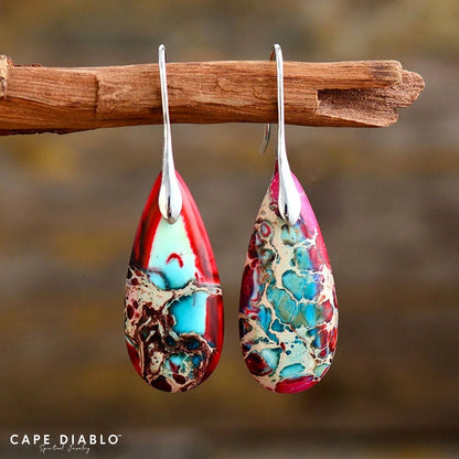 Earrings Tear Imperial Jasper