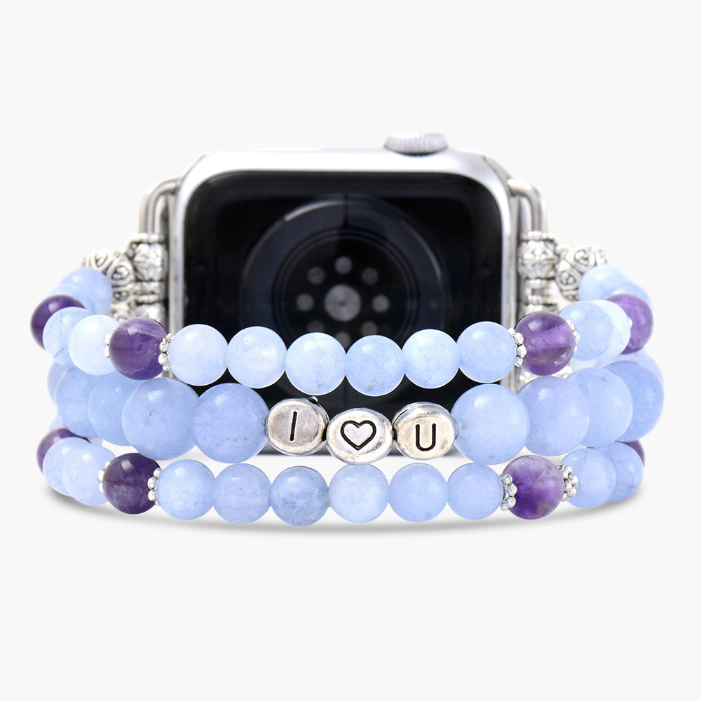 Bracelet Apple Watch expandable Love aigue-marine, apple watch bracelet