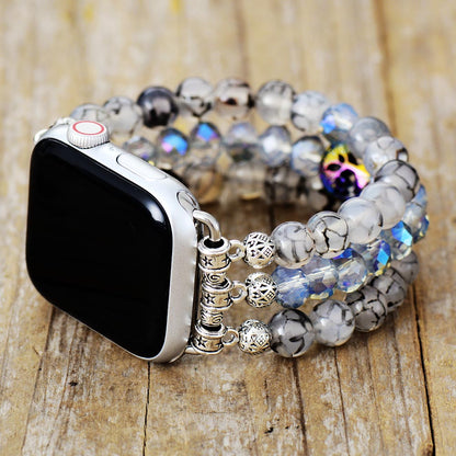 Stretch Apple watch strap in Labradorite crystal, apple watch bracelet