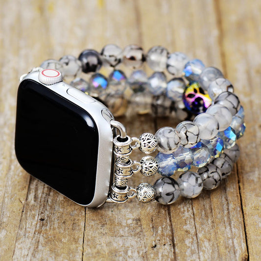 Bracelet Apple Watch extensible en cristal Labradorite