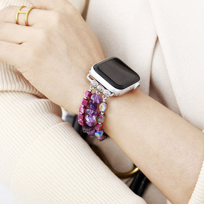 Bracelet Apple Watch extensible en améthyste royale