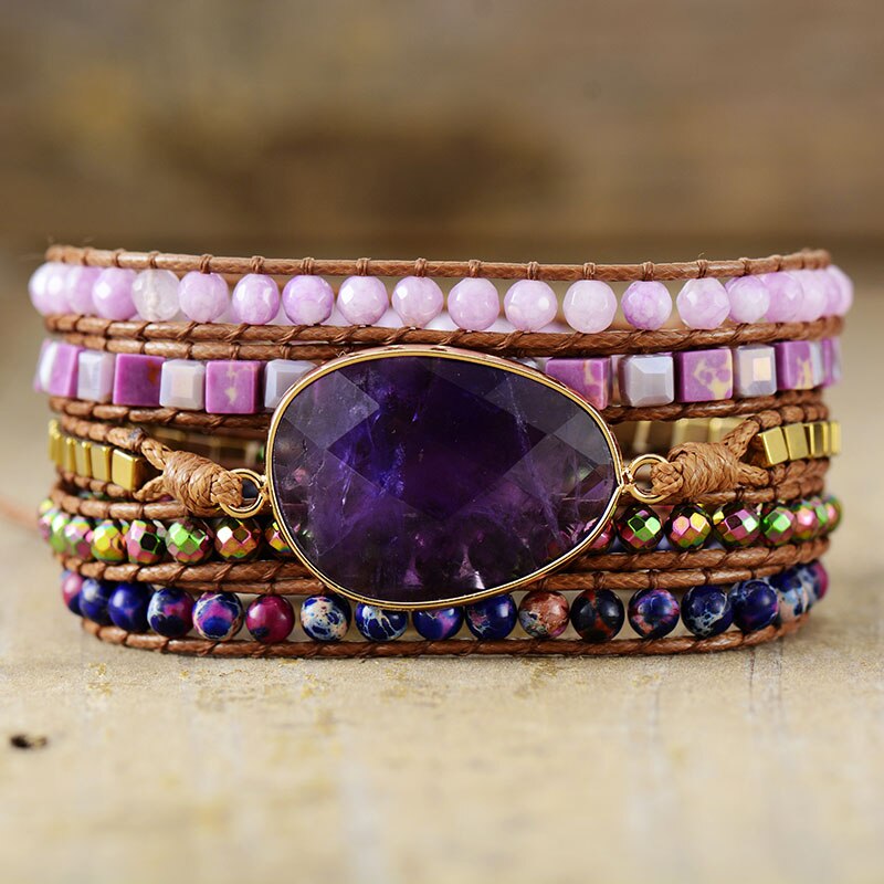 Charming amethyst wrap bracelet